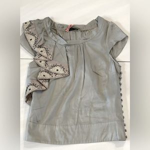 Anthropologie Leifsdottir Icy Blue/Gray Ruffle Blouse